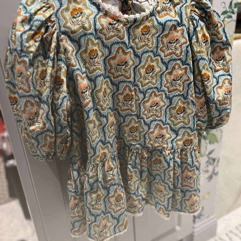 Floral Patterned Hunter bell Top - Blue and Orange